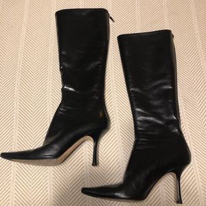 Jimmy Choo Black Leather Orchid Boots, US Size 9